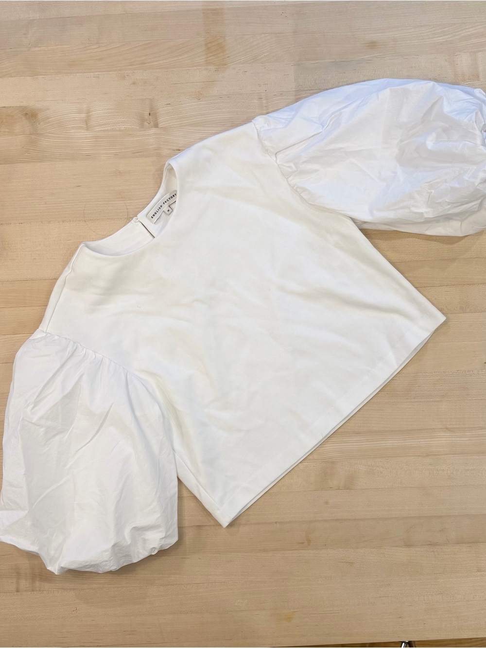 Cropped Puff Sleeve White Top